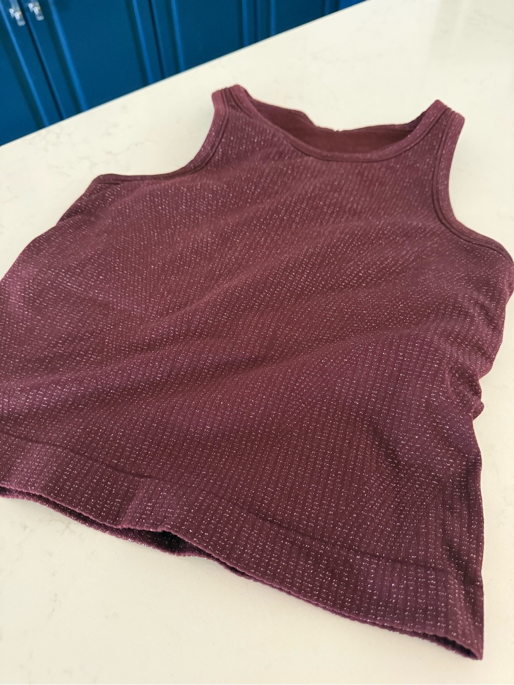Lululemon Women’s Ebb to Street Cropped Racerback Tank Top - burgundy & sparkle